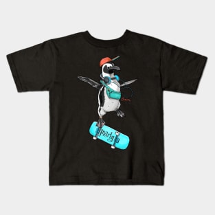 Gnarly Skater Penguin Kids T-Shirt